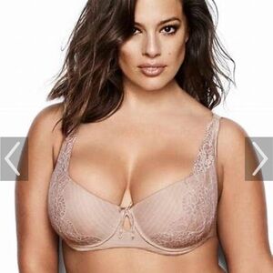 Ashley Graham Tan Lace Underwire Bra